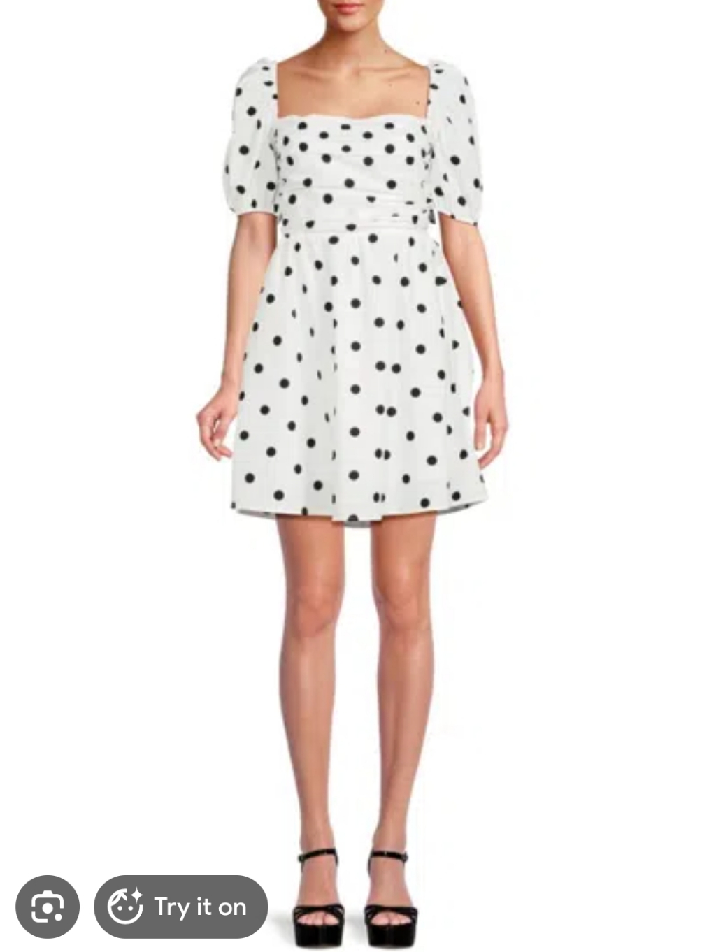 Nwt O.P.T. River Pleated White Polka Dot Mini Dress